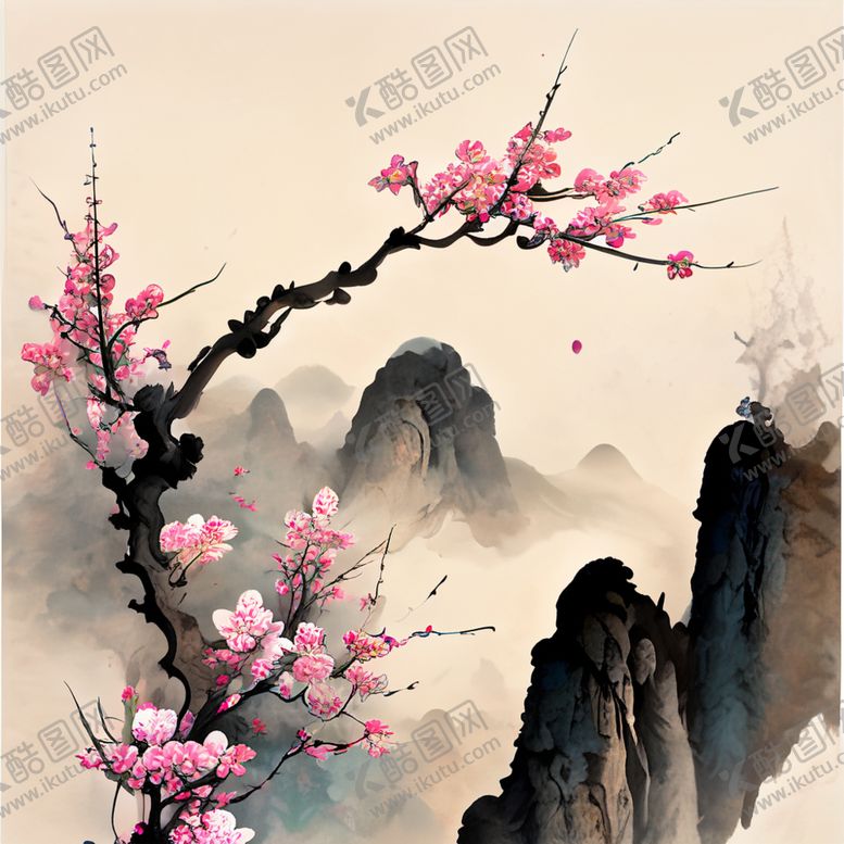 编号：49198701121448106722【酷图网】源文件下载-水墨梅花