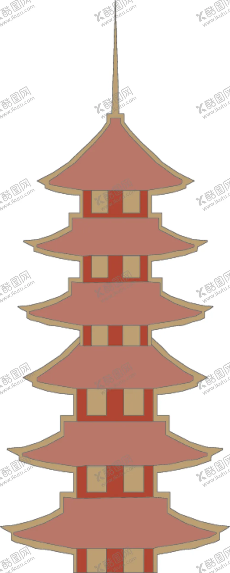 编号：94195702150638158165【酷图网】源文件下载-中国风国潮手绘插画宝塔元素