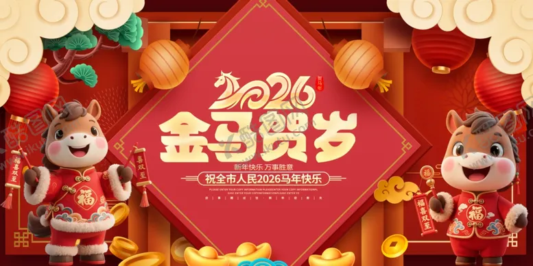 编号：35724604081955198805【酷图网】源文件下载-2024金马贺岁喜庆场景
