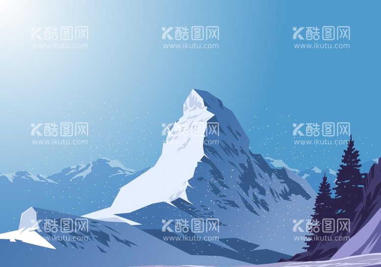 编号：80613409160336360694【酷图网】源文件下载-雪山背景插画