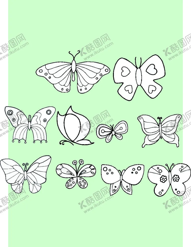 编号：42301810091538201625【酷图网】源文件下载-简笔画蝴蝶