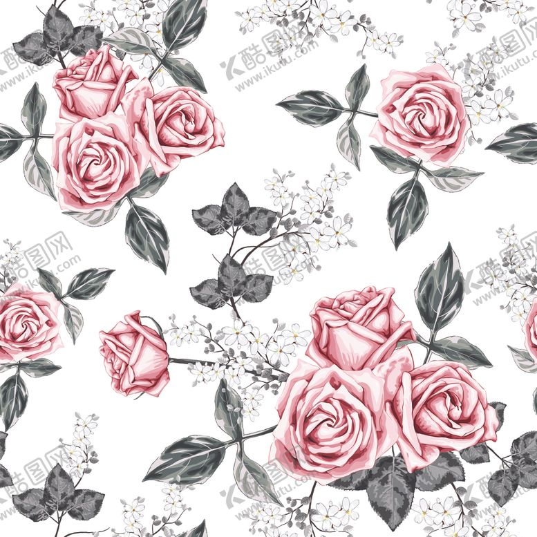 编号：39627609231632323787【酷图网】源文件下载-叶子花卉无缝图案