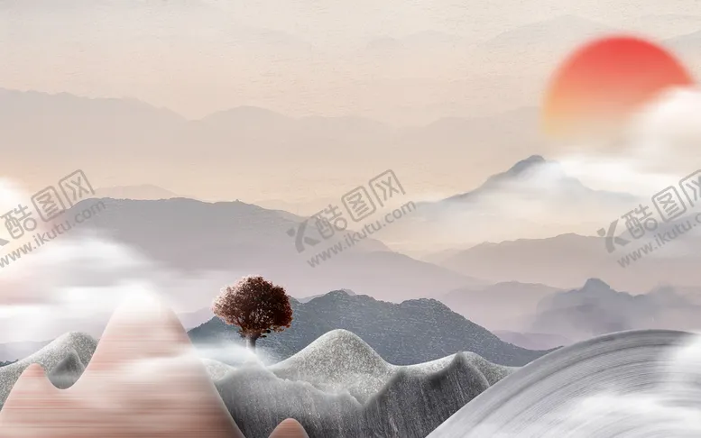 编号：15728609210749403748【酷图网】源文件下载-中国风水墨山水画 