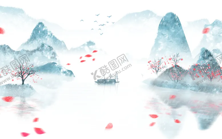 编号：52649809152229055396【酷图网】源文件下载-水墨山水海报背景