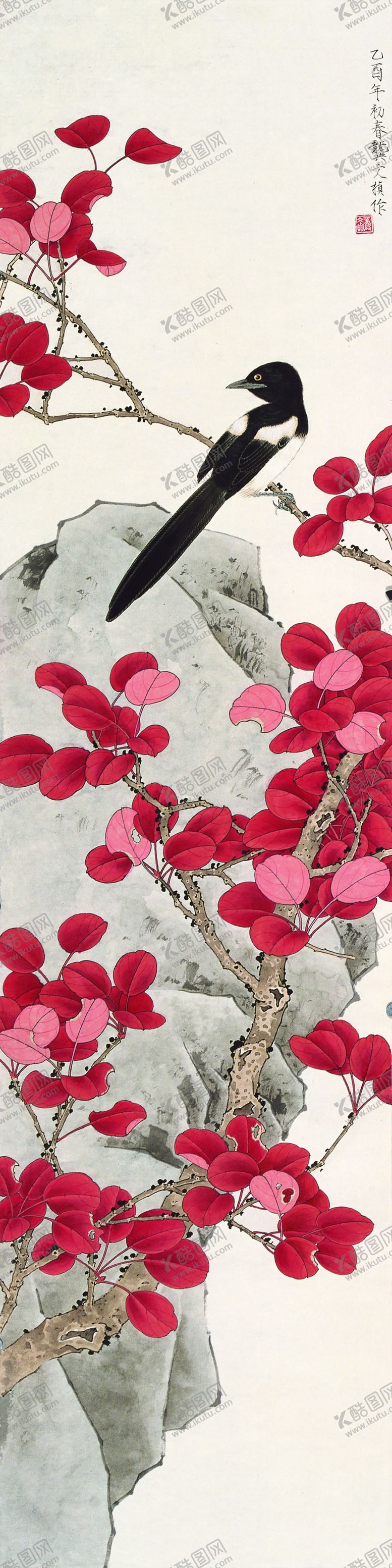 编号：84010406232313093375【酷图网】源文件下载-花鸟画手绘画鸟玄关图