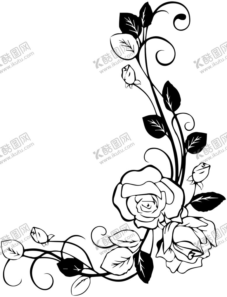 编号：82240001270155403515【酷图网】源文件下载-玫瑰线稿图
