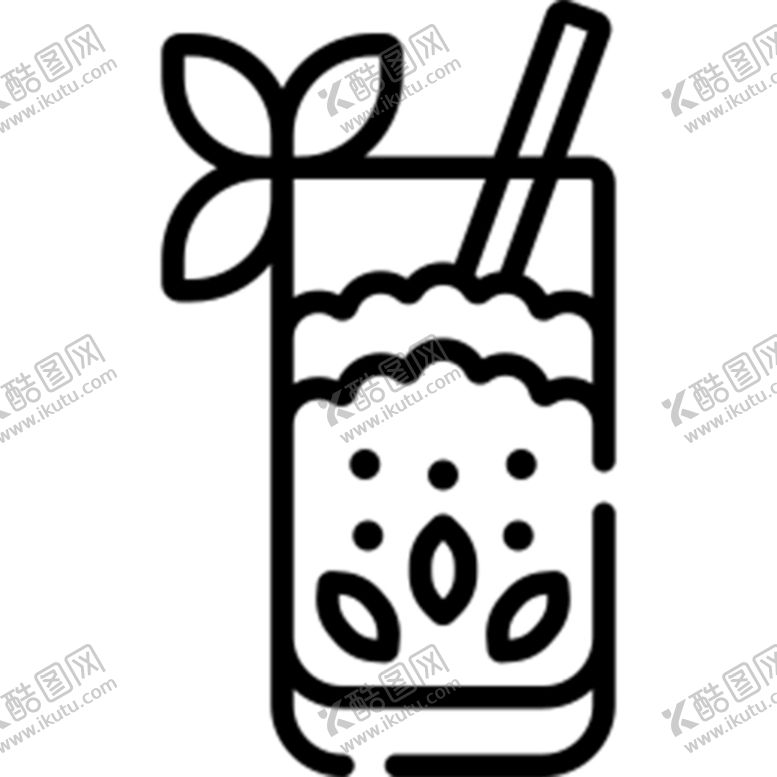 编号：97214301141649421440【酷图网】源文件下载-珍珠奶茶黑白图标
