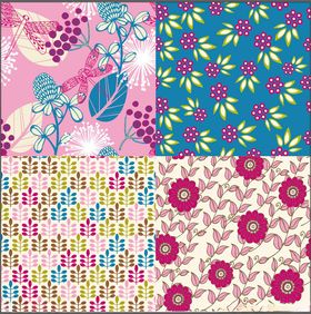 多彩花卉图案设计素材