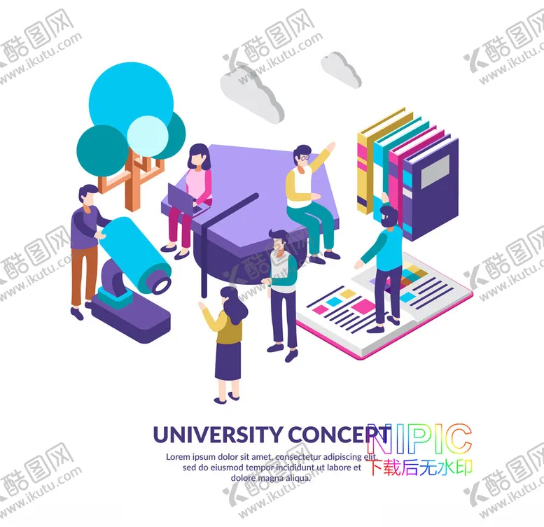 编号：19505905080708204768【酷图网】源文件下载-2.5d大学教育培训概念