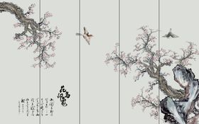 工笔花鸟北欧装饰画水墨水彩