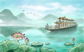 清新山水背景