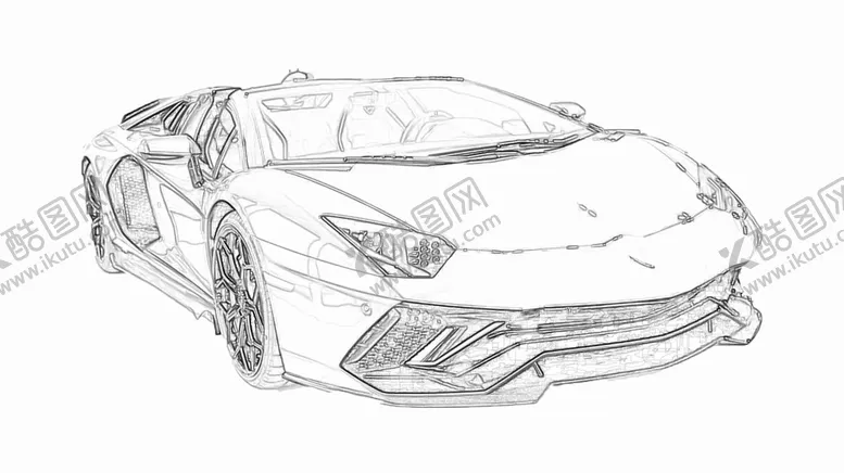 编号：14637509261853542643【酷图网】源文件下载-兰博基尼Aventador线稿