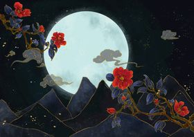 装饰画中国风海报中国风晚会烫金菊花创意中国插