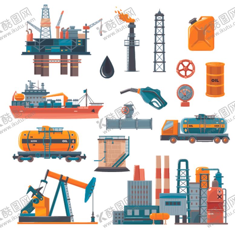编号：98724110211531478893【酷图网】源文件下载-石油开采矢量插画