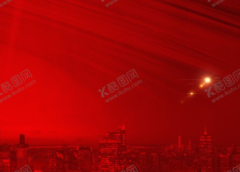 红色建筑经典线条底图