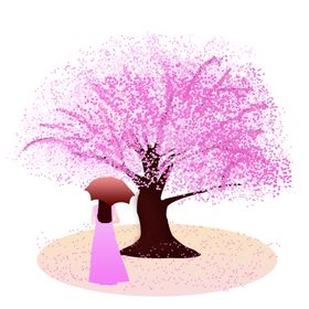 樱花装饰素材展架手绘桃节赏