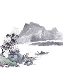 水墨画插画背景素材中国风山水画