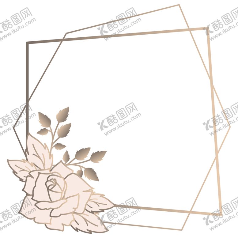 编号：21729801240004233458【酷图网】源文件下载-金色边框植物花环