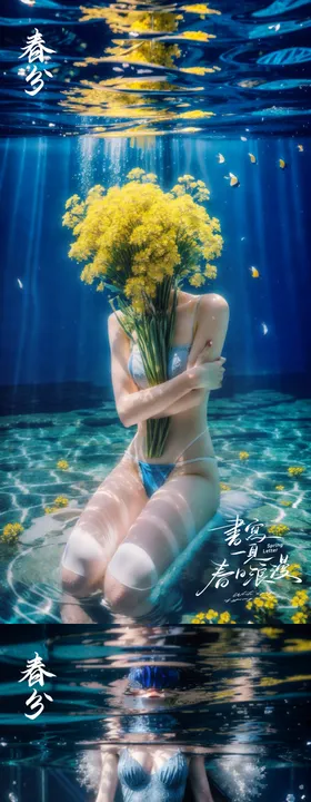 春分海报油菜花二十四节气深女性人物