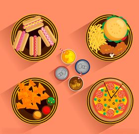 美味食物AI设计素材盘中餐AI矢量图图片