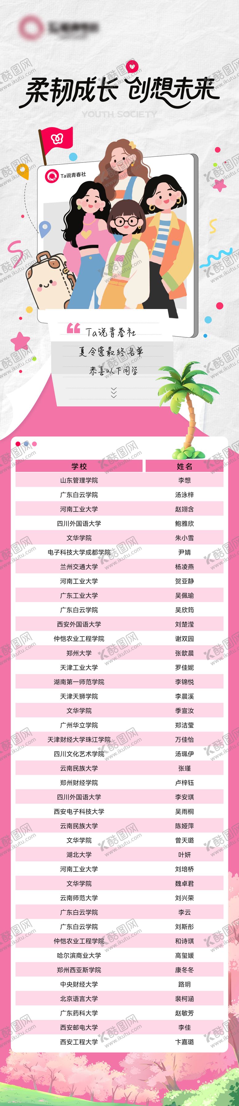 编号：49071610040527144308【酷图网】源文件下载-夏令营名单插画长图