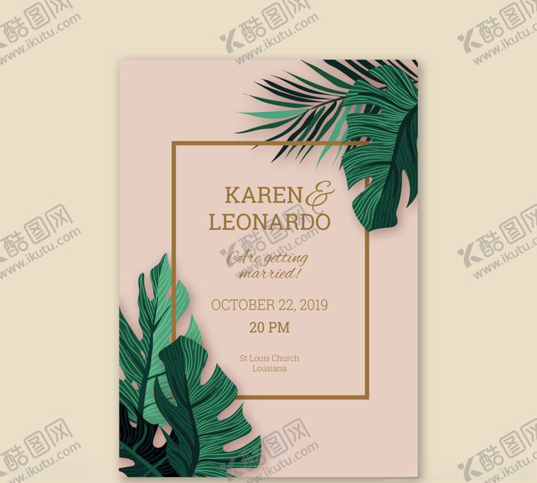 编号：39710210031653466318【酷图网】源文件下载-绿色树叶婚礼