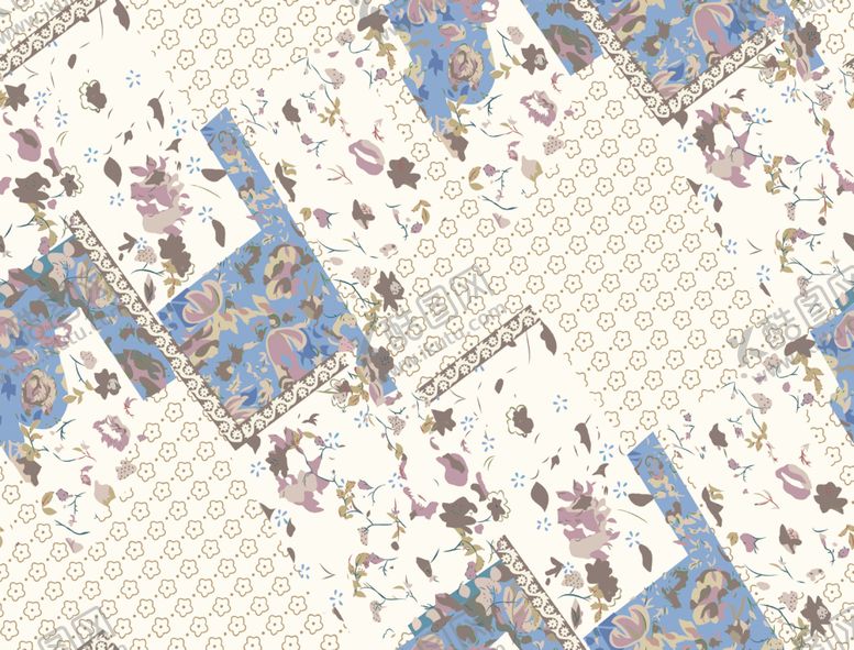 编号：67574704050545303333【酷图网】源文件下载-花卉几何图案拼接织物
