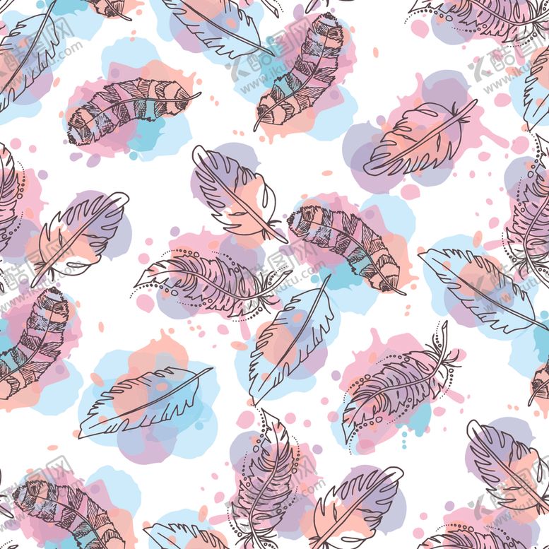 编号：40245409191406063959【酷图网】源文件下载-彩绘手绘羽毛