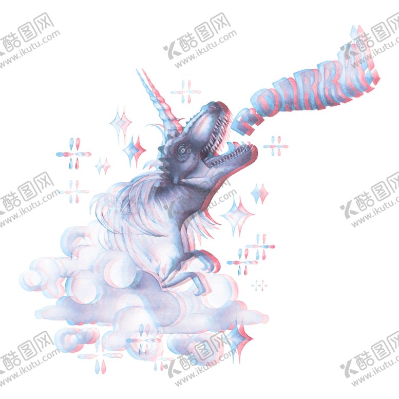 编号：34830609180505357194【酷图网】源文件下载-梦幻水彩恐龙图案