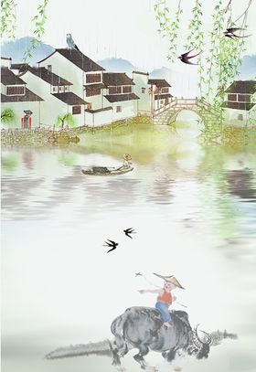 中国风古典水墨民俗古风装饰画