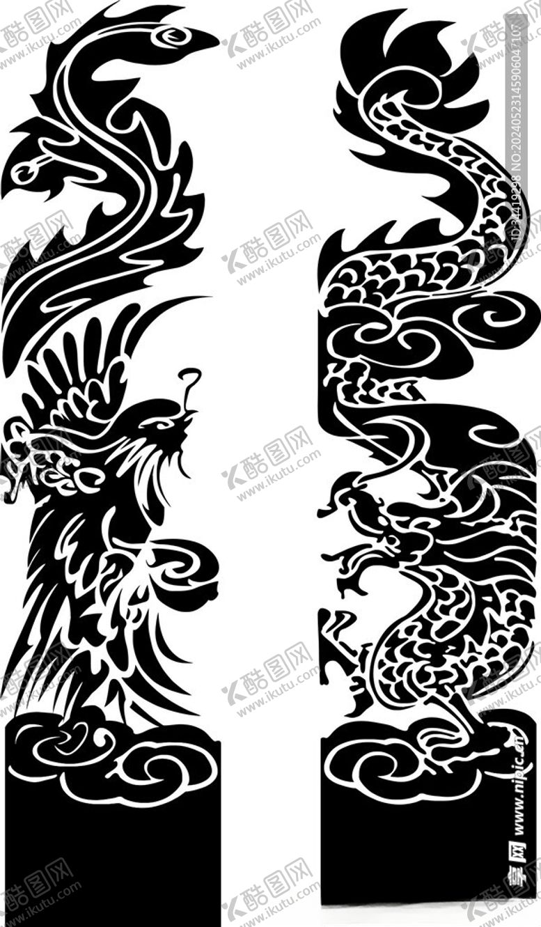 编号：33531401292111473475【酷图网】源文件下载-龙凤柱子