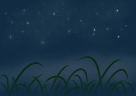 夜空星空草地星星内页插画手绘