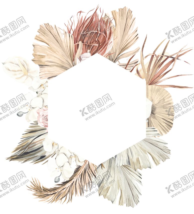 编号：44680905180427058616【酷图网】源文件下载-北欧小清新水彩植物图案