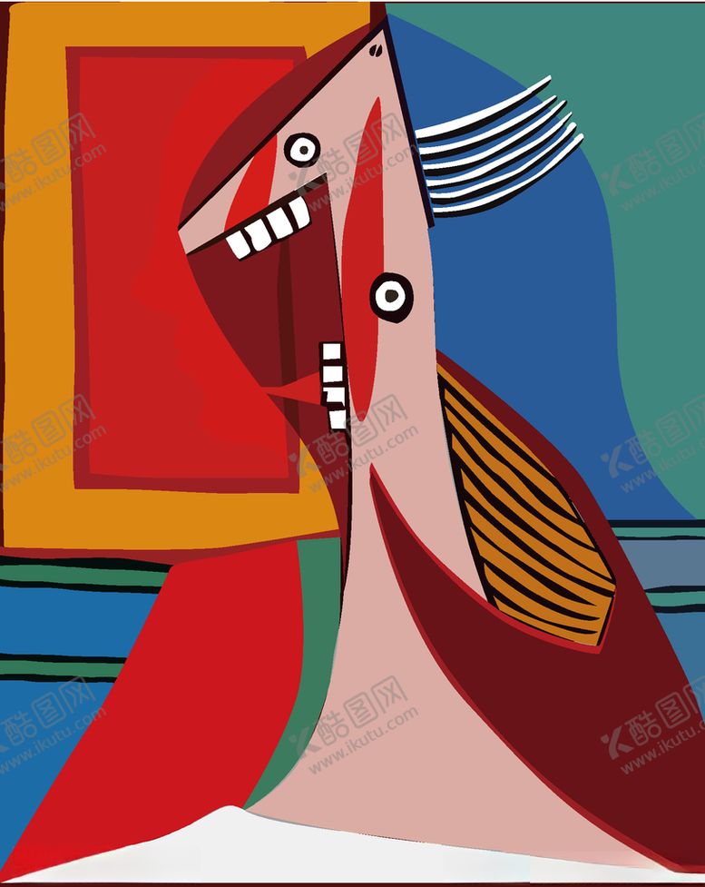 编号：39705909240509084558【酷图网】源文件下载-毕加索抽象画半身女人