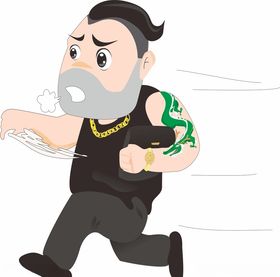卡通壮汉跑步