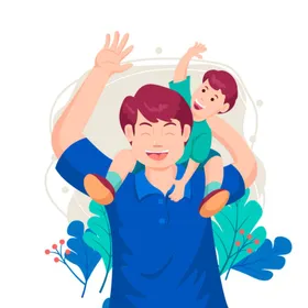 父亲节卡通人物插图海报情