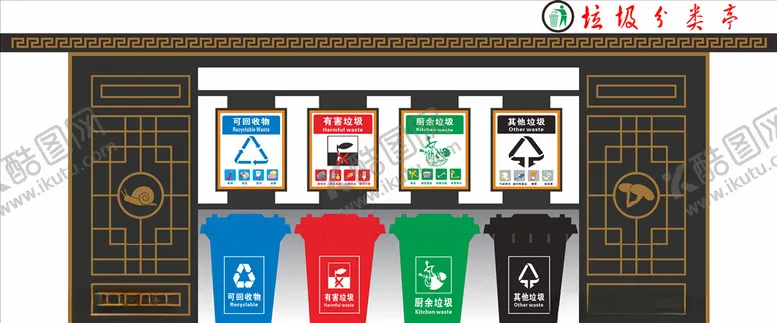 编号：12531105040842076542【酷图网】源文件下载-垃圾分类亭平面效果图