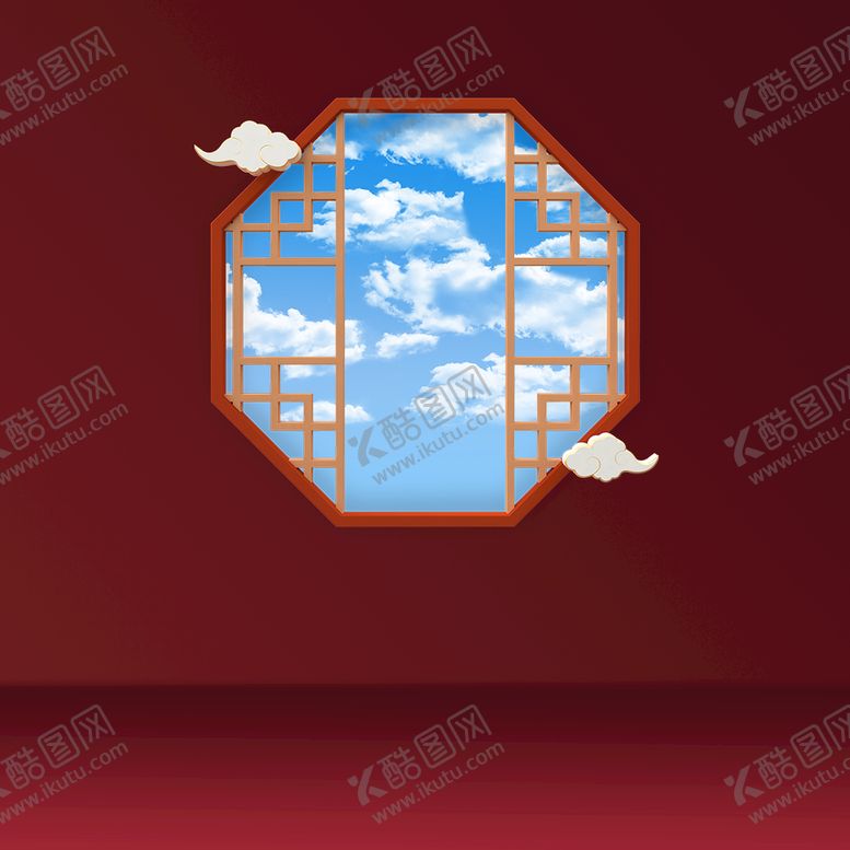 编号：35984609131855261598【酷图网】源文件下载-中国红电商主图蓝天白云红色背景