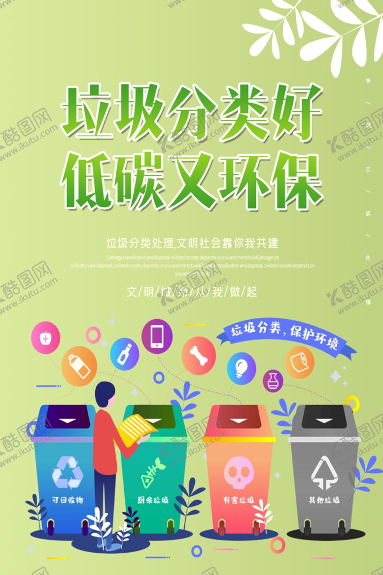 编号：74380210080438384901【酷图网】源文件下载-垃圾分类好低碳又环保
