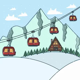 滑雪场背景冬季大自然风地形缆车