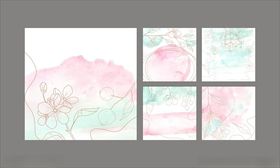 梦幻水彩花卉装饰贺卡请柬背景