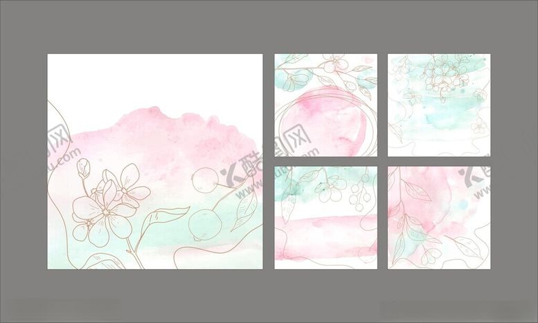 编号：77981011211942404387【酷图网】源文件下载-梦幻水彩花卉装饰贺卡请柬背景