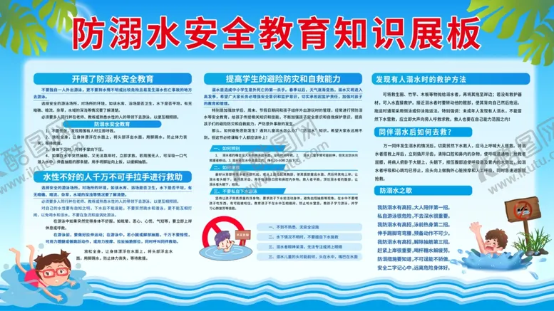编号：37028311261412361143【酷图网】源文件下载-预防溺水展板