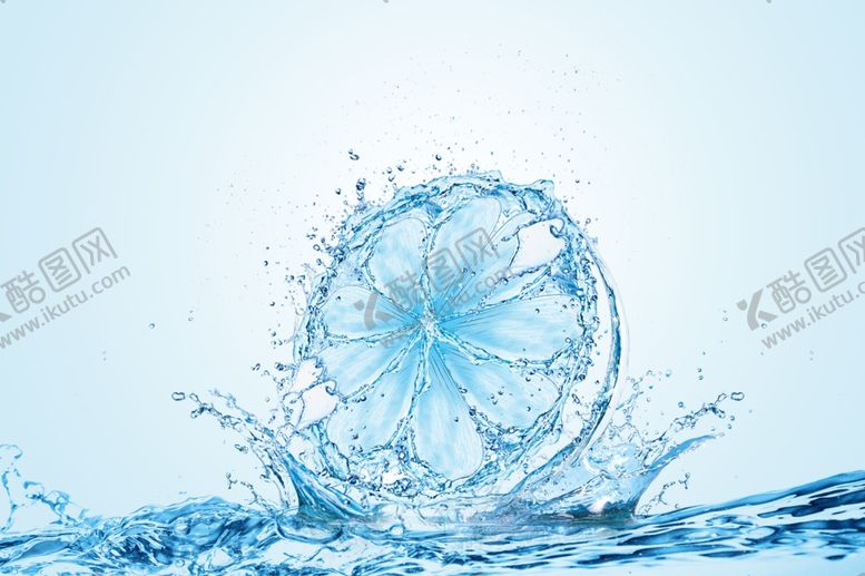 编号：13888310300108479121【酷图网】源文件下载-水花水珠浪花柠檬补水背景素材
