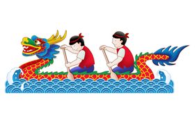 端午节划龙舟手绘插画海报