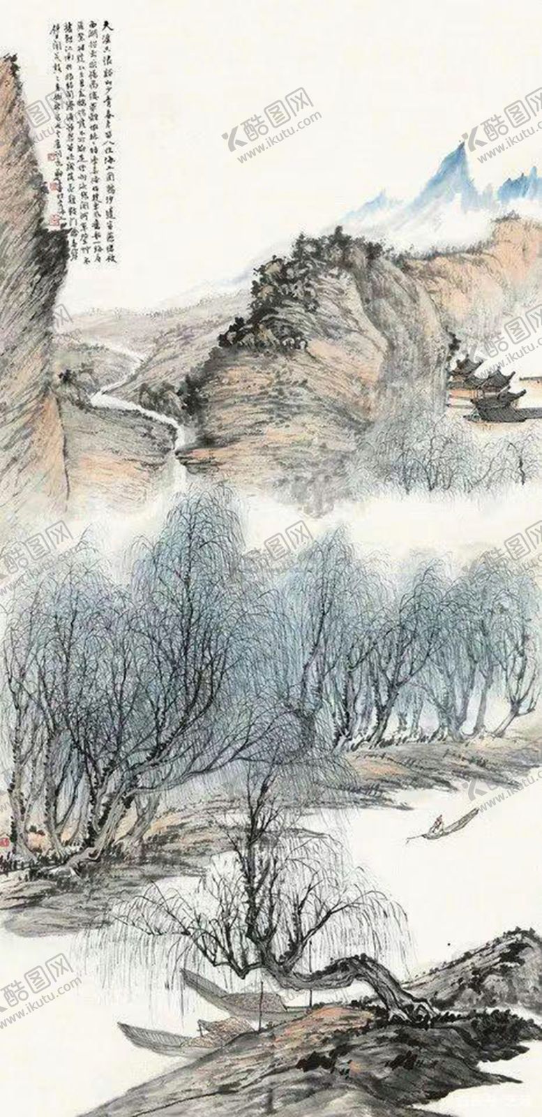 编号：10289310111356229468【酷图网】源文件下载-柳溪钓艇图