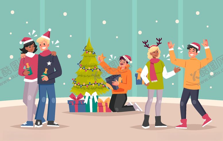 编号：16042810040547134019【酷图网】源文件下载-圣诞节家人场景插画