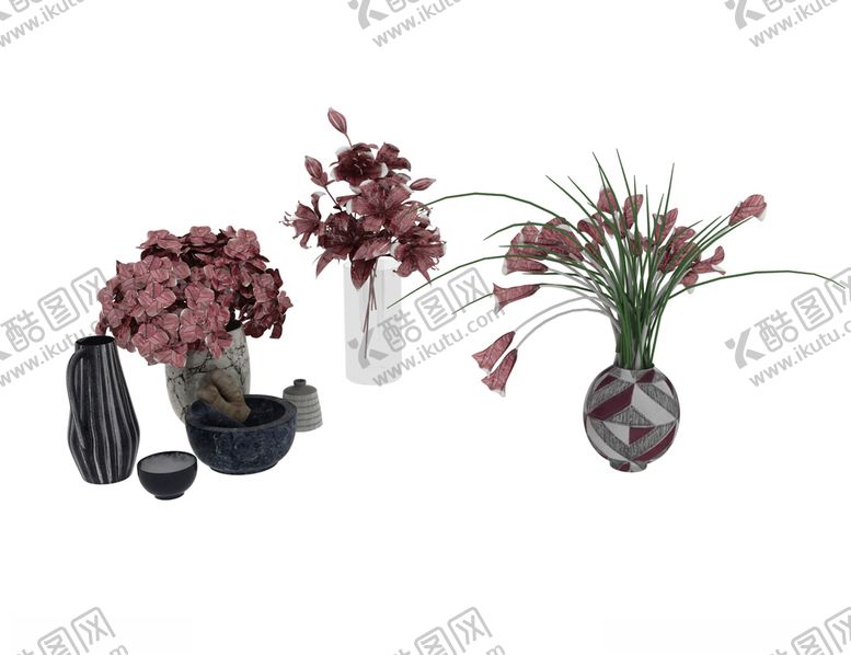 编号：32067409172233239295【酷图网】源文件下载-花瓶组合3d模型