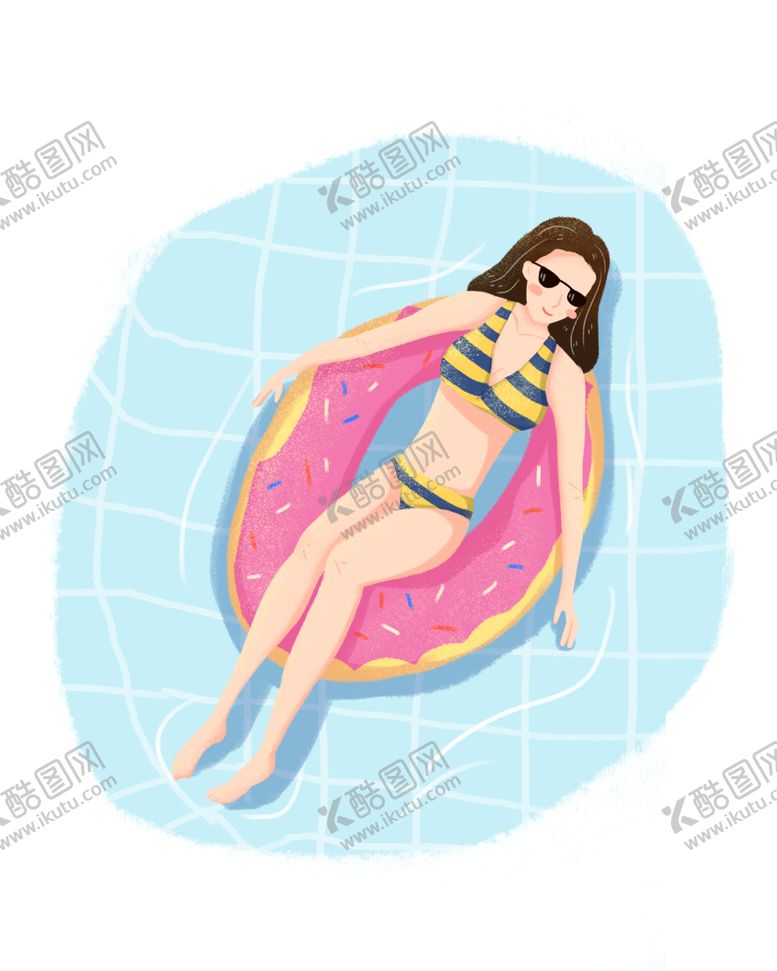 编号：58184010050833027134【酷图网】源文件下载-夏天凉爽手绘美女素材