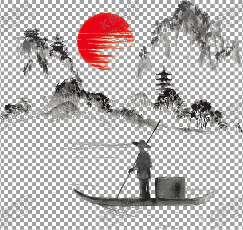 编号：70504404120045319559【酷图网】源文件下载-透明底山水画